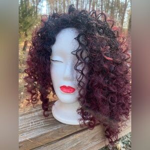 Curly Burgundy Hair Synthetic Wig